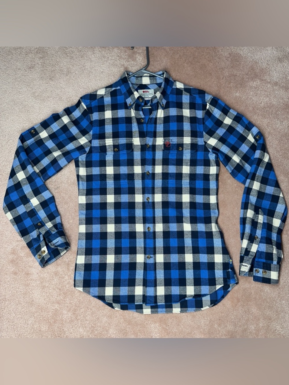 Fjallraven Skog Blue Plaid Button-Down Flannel Shirt - Size S